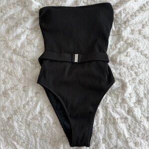 Abercrombie & Fitch Black One Piece Swimsuit with Belt